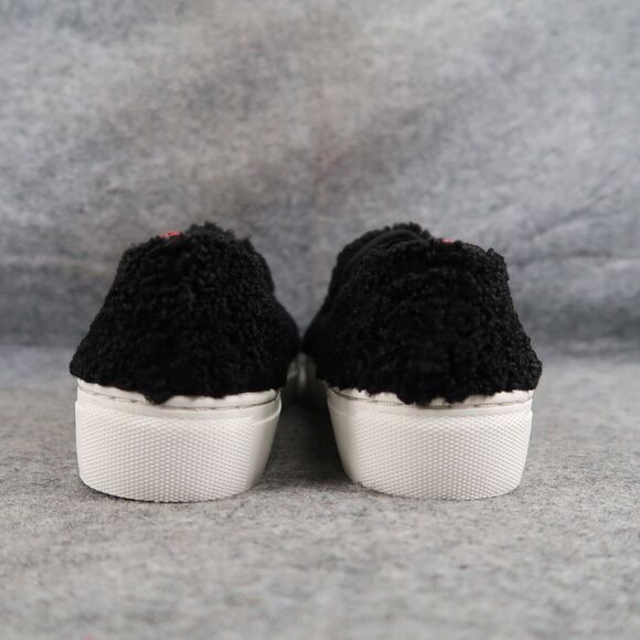 Steven Shoes Womens 6 Sneakers Casual Slip On Skimmer Faux Fur Black Fashion NY - Picture 5 of 16